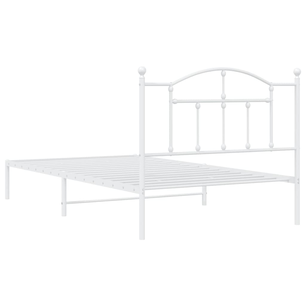 Sengeramme i metall med hodegavl hvit 107x203 cm