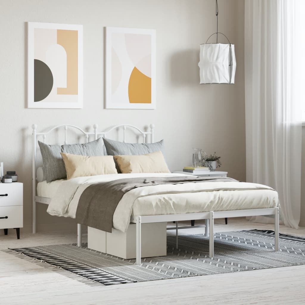 Sengeramme i metall med hodegavl hvit 120x190 cm
