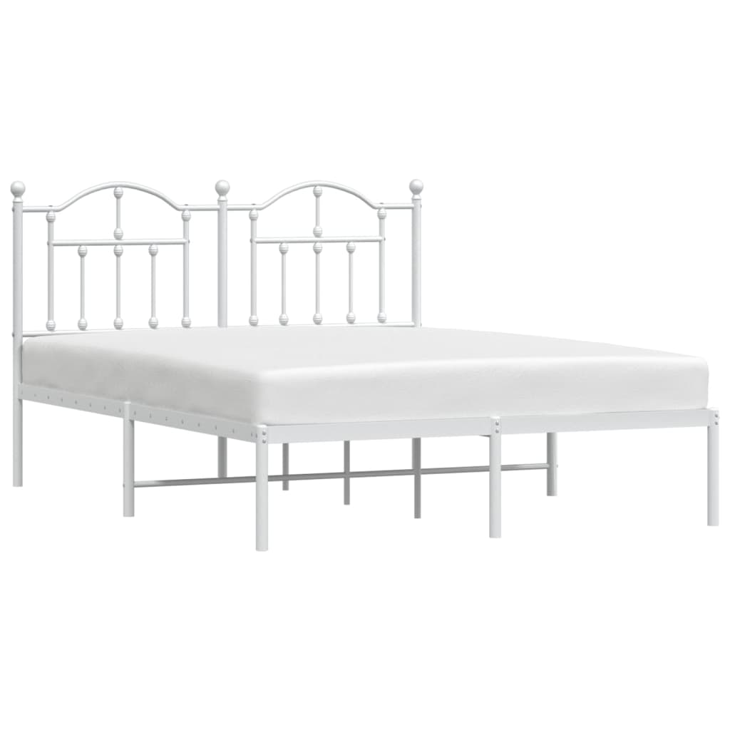 Sengeramme i metall med hodegavl hvit 135x190 cm