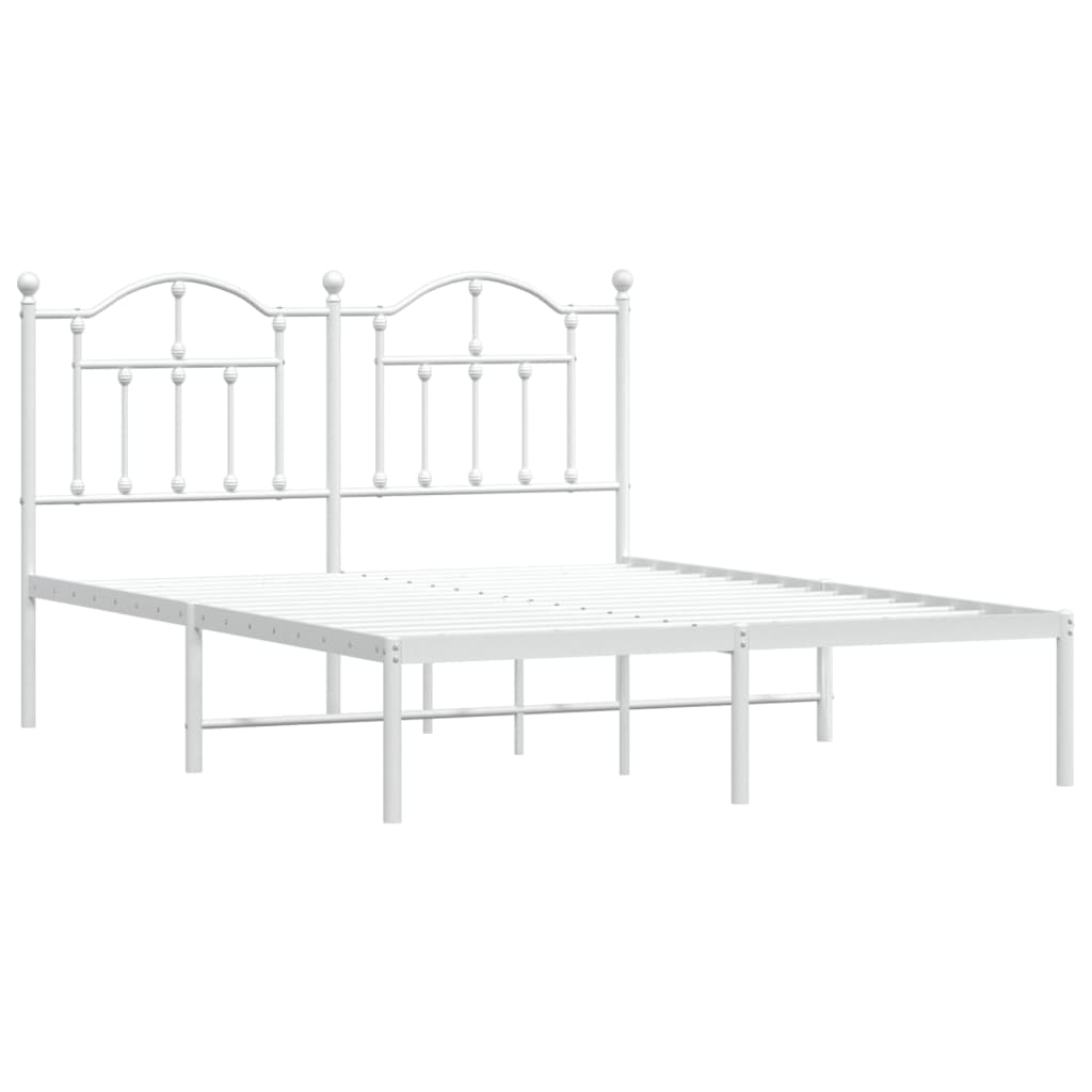 Sengeramme i metall med hodegavl hvit 135x190 cm