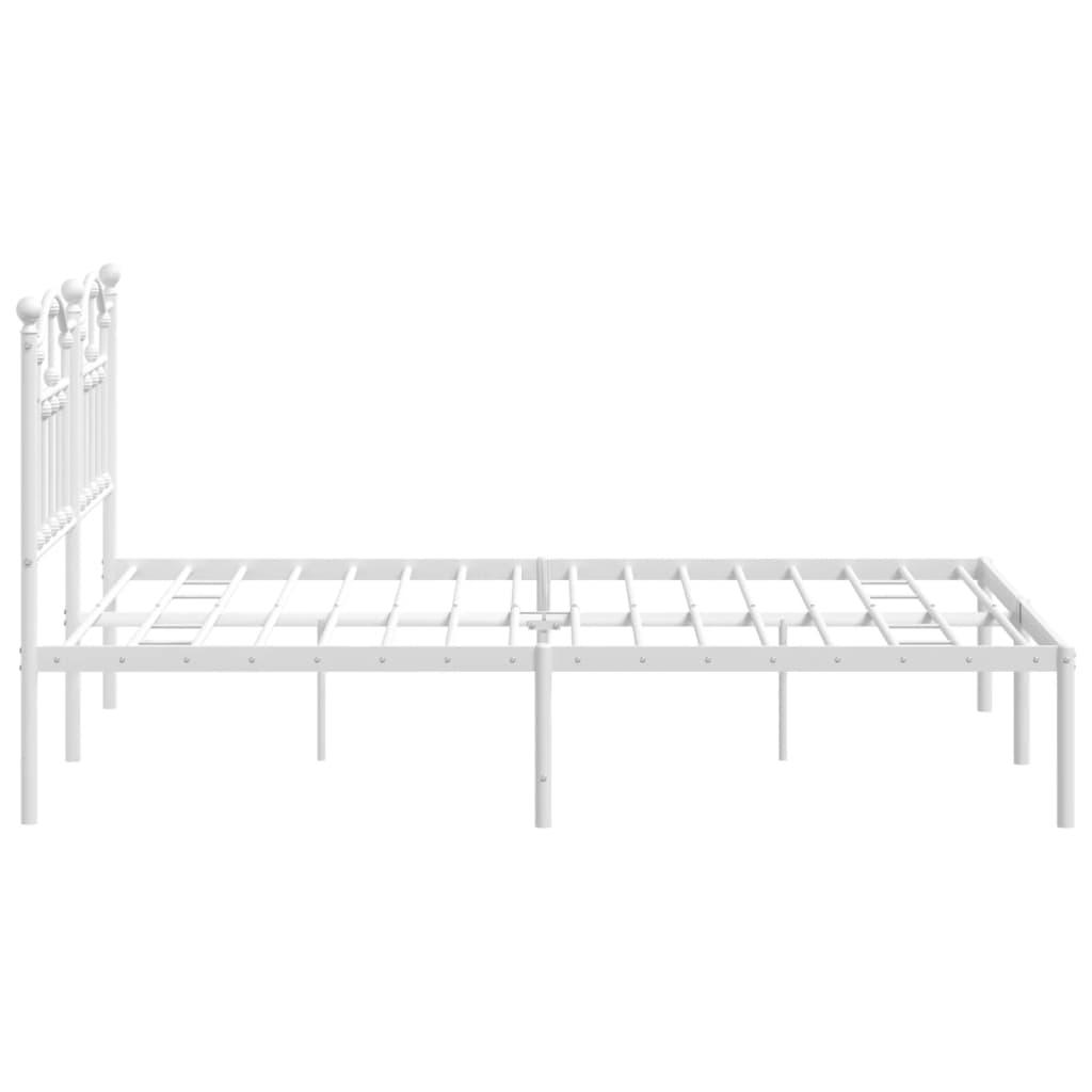 Sengeramme i metall med hodegavl hvit 135x190 cm