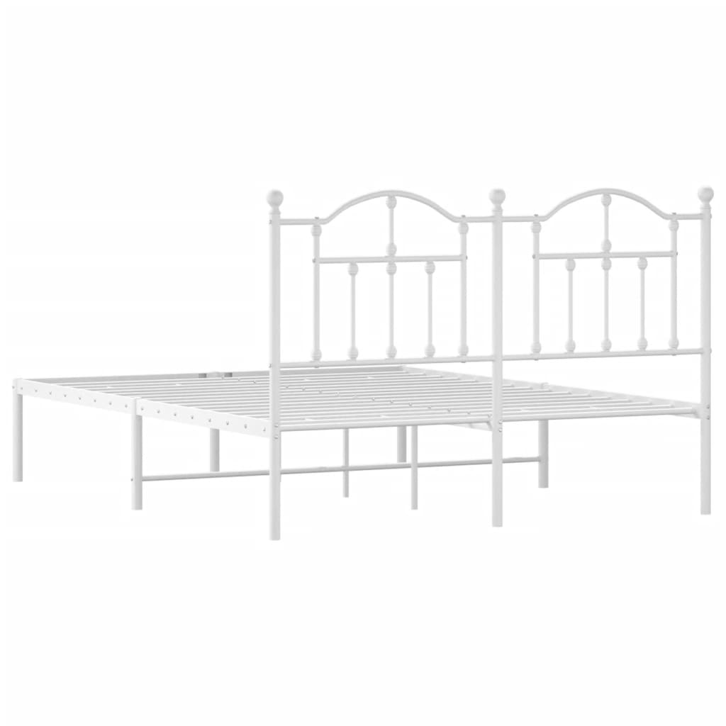 Sengeramme i metall med hodegavl hvit 135x190 cm