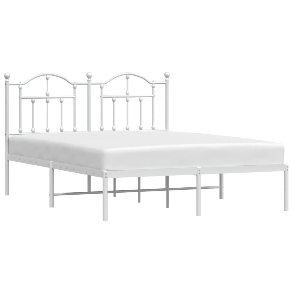 Sengeramme i metall med hodegavl hvit 140x190 cm