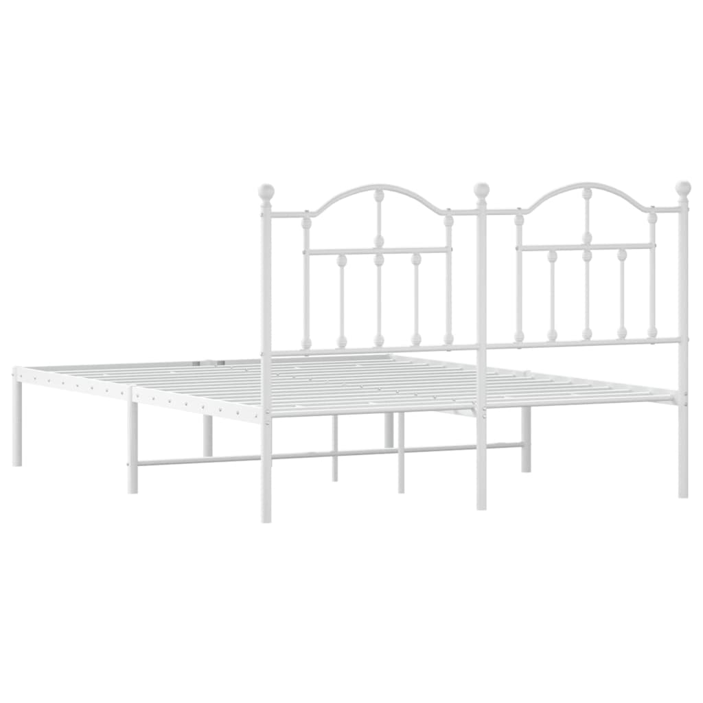 Sengeramme i metall med hodegavl hvit 140x190 cm