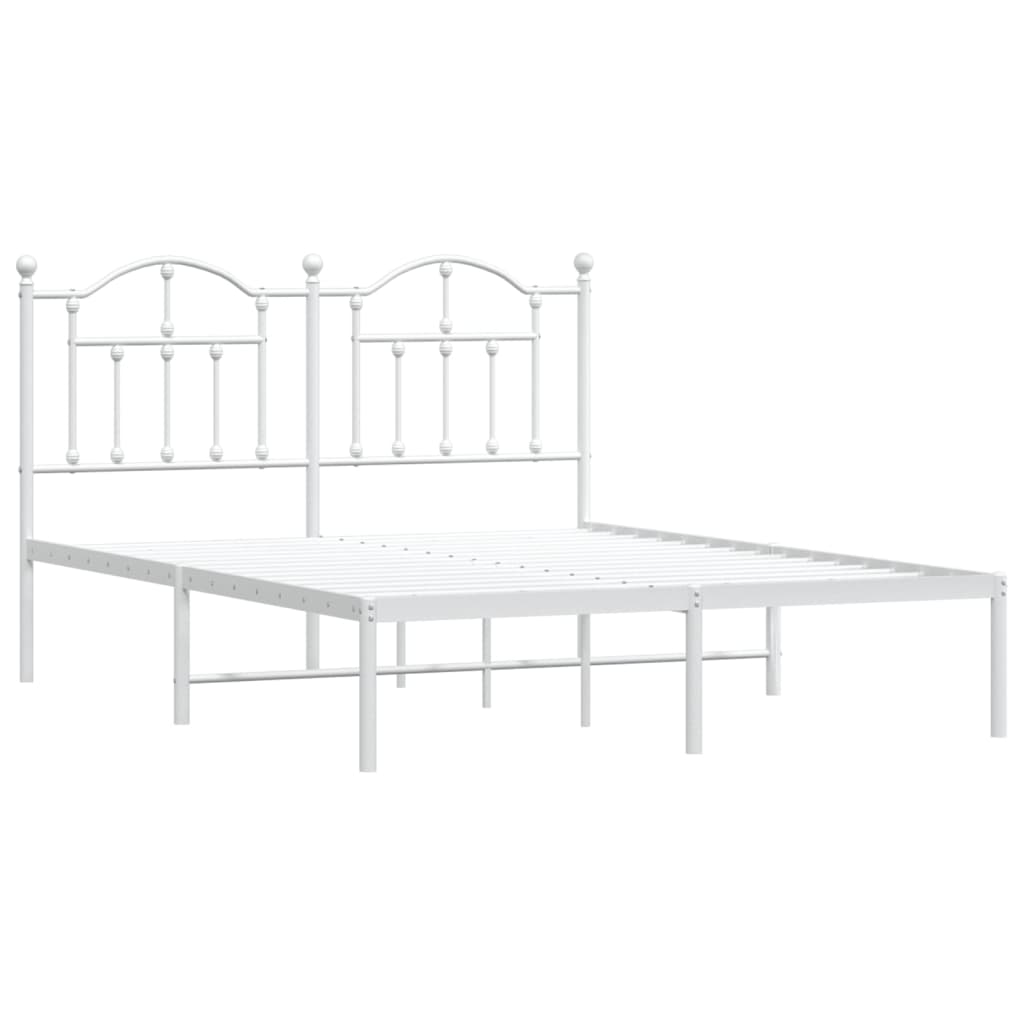 Sengeramme i metall med sengegavl hvit 150x200 cm