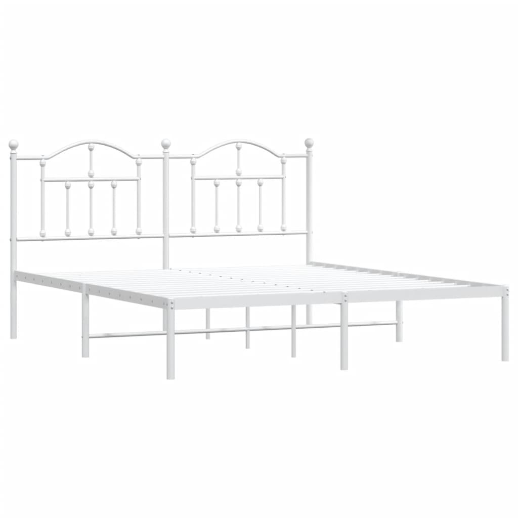 Sengeramme i metall med sengegavl hvit 160x200 cm