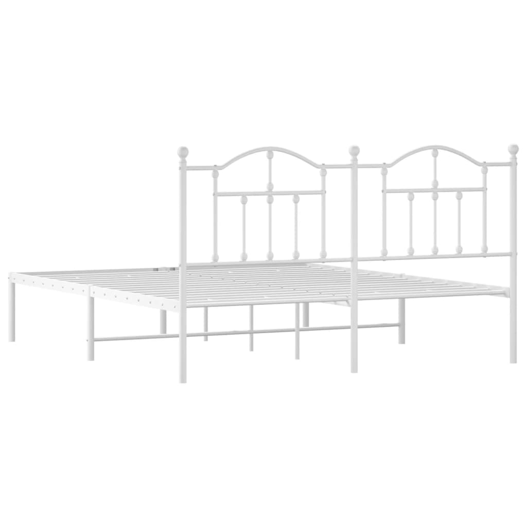 Sengeramme i metall med sengegavl hvit 160x200 cm