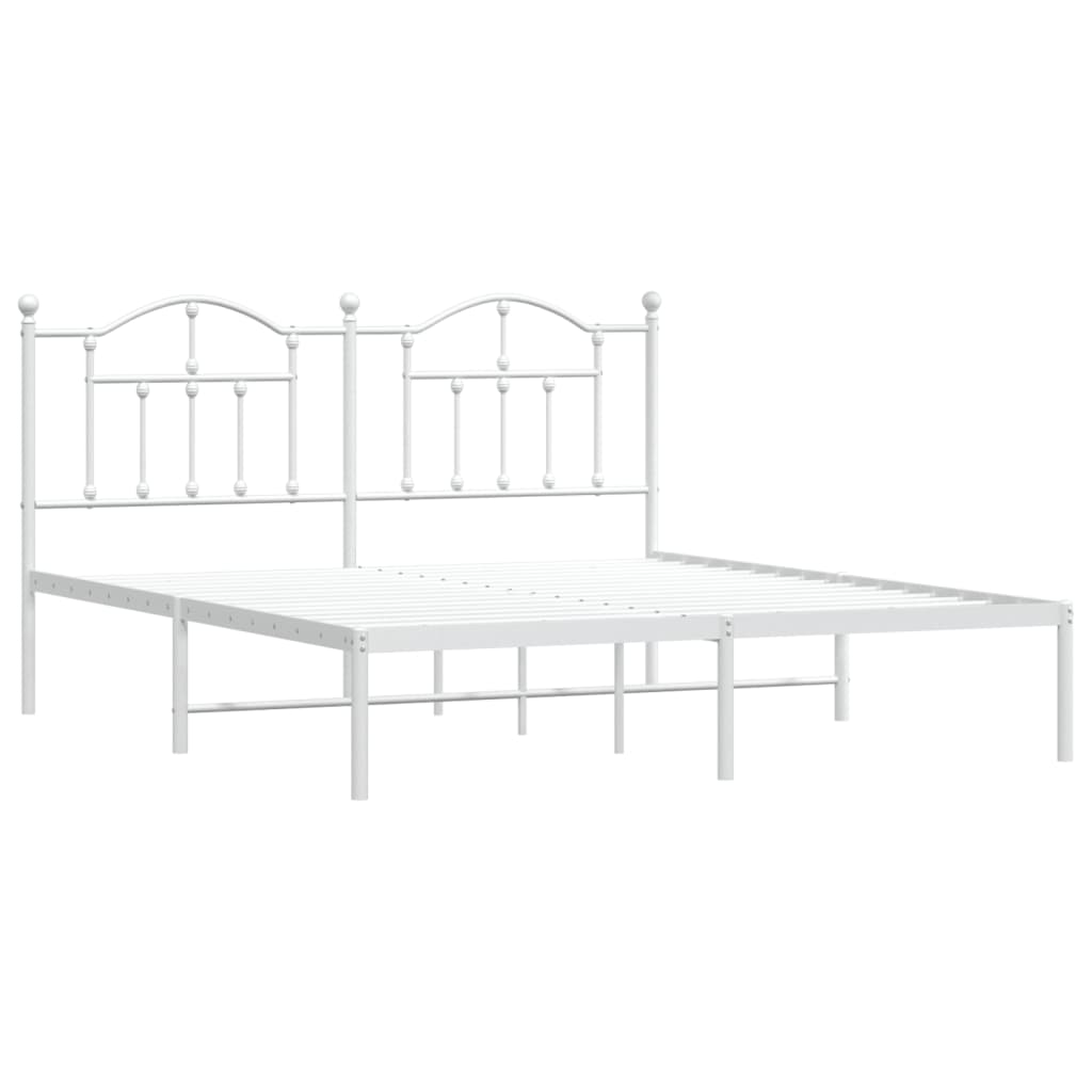 Sengeramme i metall med hodegavl hvit 183x213 cm