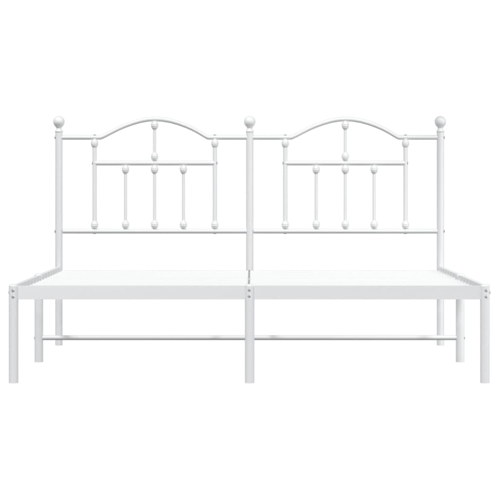 Sengeramme i metall med hodegavl hvit 183x213 cm