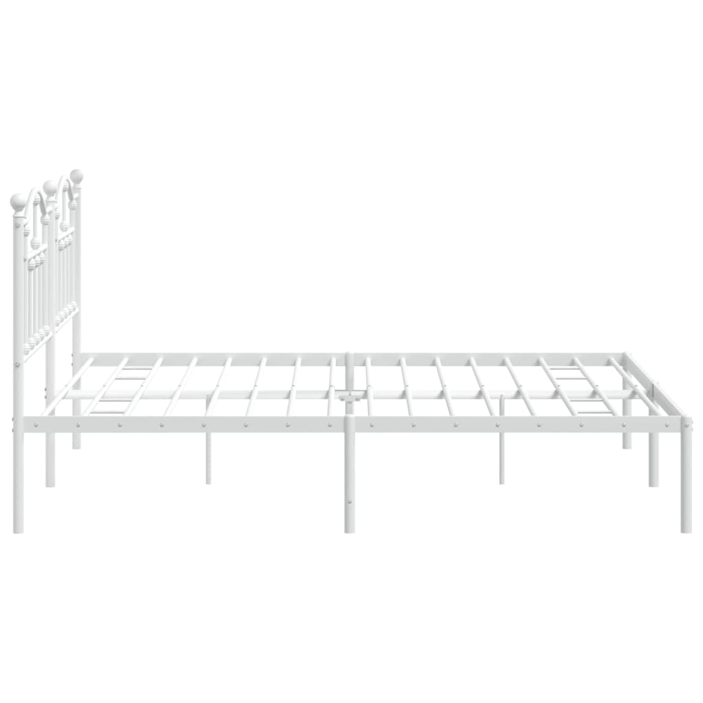 Sengeramme i metall med hodegavl hvit 183x213 cm