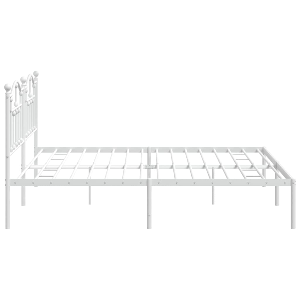 Sengeramme i metall med hodegavl hvit 193x203 cm
