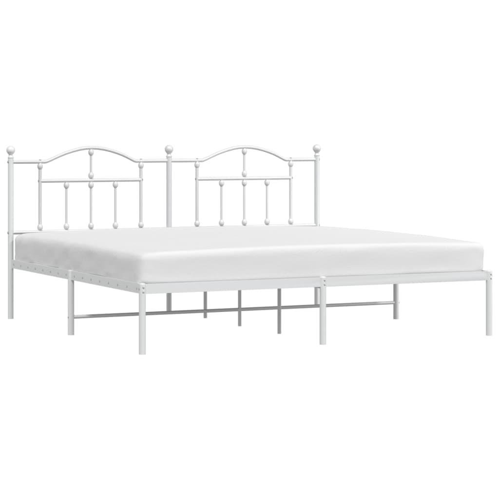 Sengeramme i metall med sengegavl hvit 200x200 cm