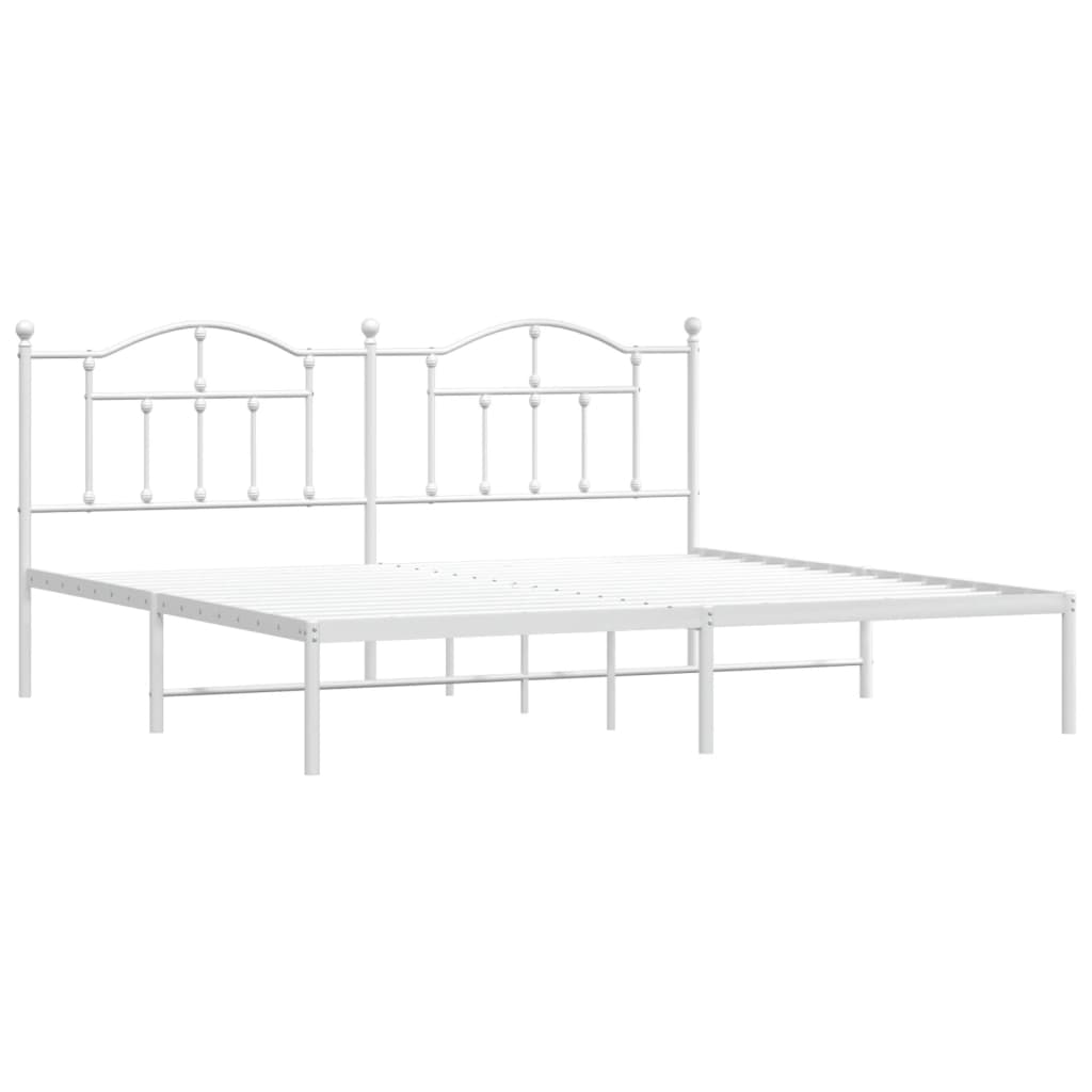 Sengeramme i metall med sengegavl hvit 200x200 cm