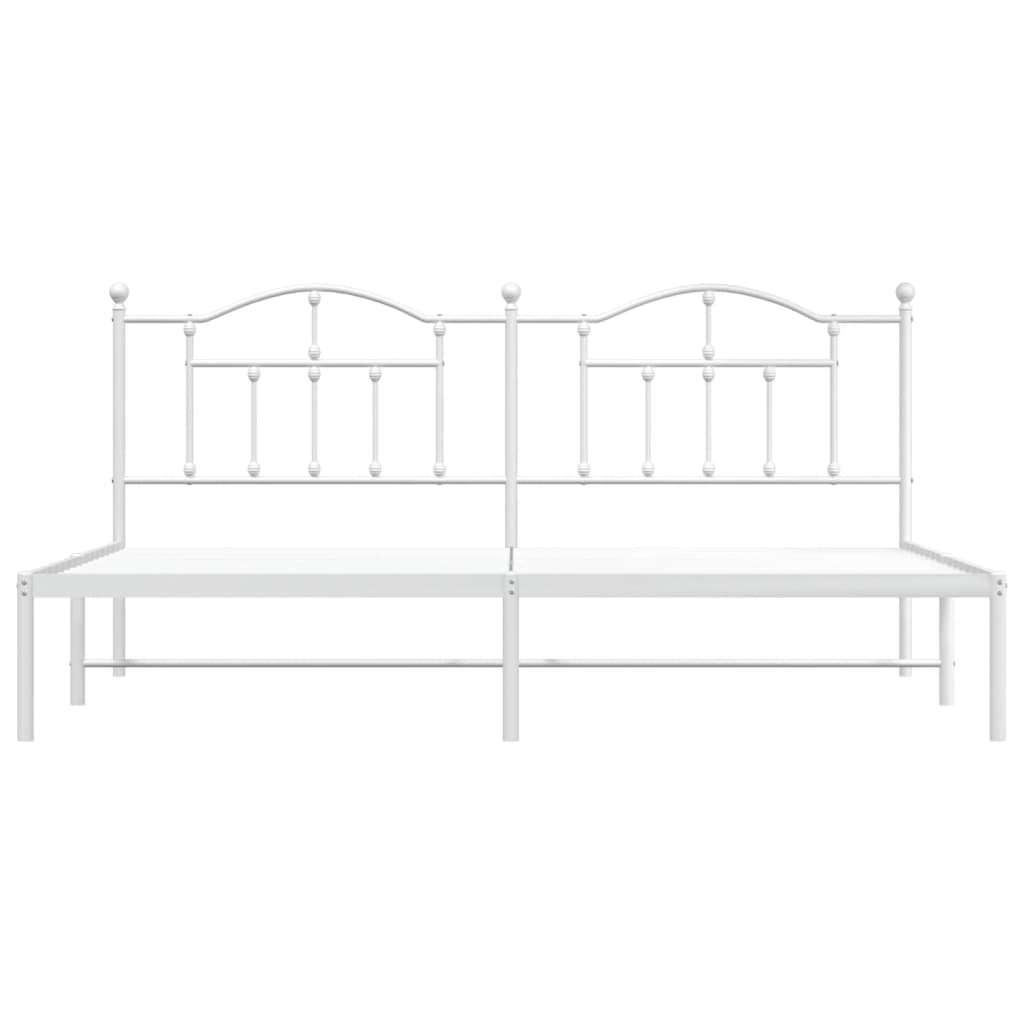 Sengeramme i metall med sengegavl hvit 200x200 cm