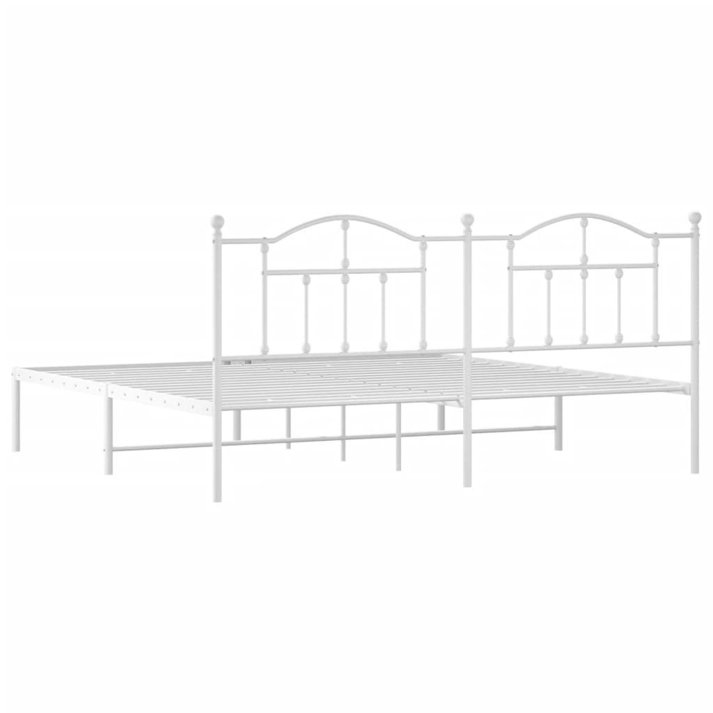 Sengeramme i metall med sengegavl hvit 200x200 cm