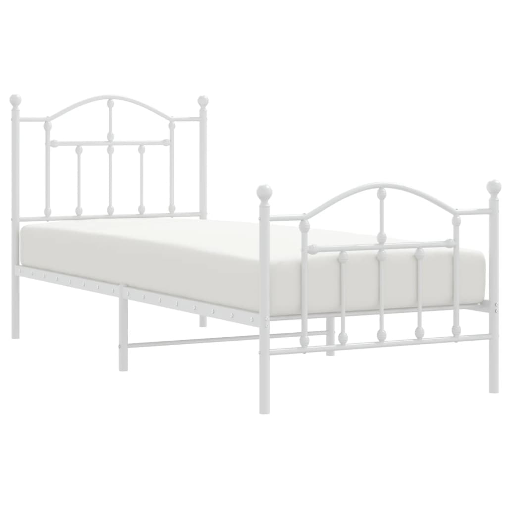 Sengeramme i metall med hode- og fotgavl hvit 90x190 cm