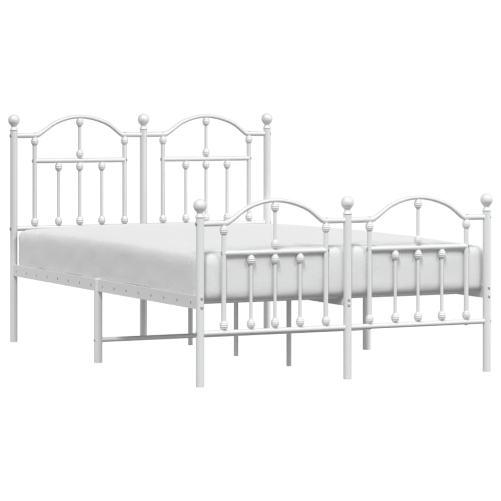 Sengeramme i metall med hode- og fotgavl hvit 120x190 cm
