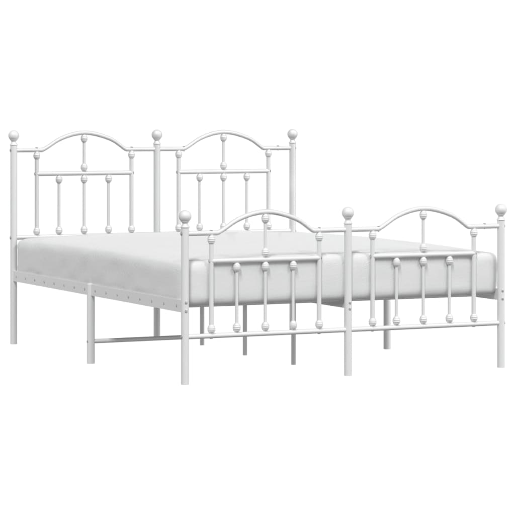 Sengeramme i metall med hode- og fotgavl hvit 135x190 cm