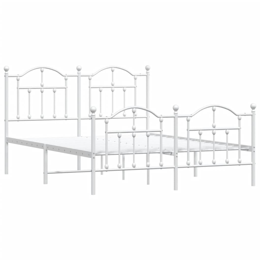 Sengeramme i metall med hode- og fotgavl hvit 135x190 cm