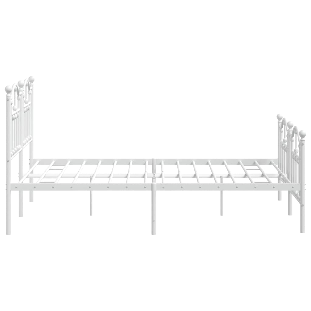 Sengeramme i metall med hode- og fotgavl hvit 135x190 cm