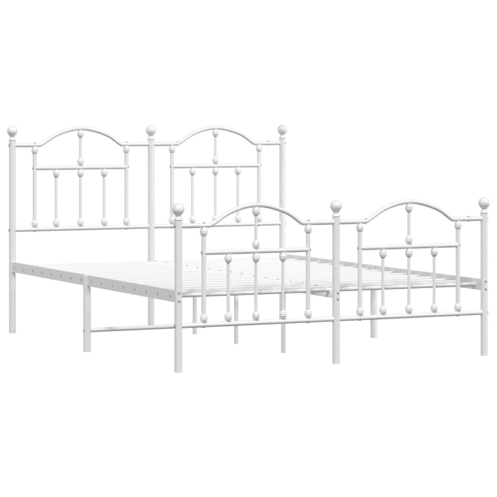 Sengeramme i metall med hode- og fotgavl hvit 140x190 cm
