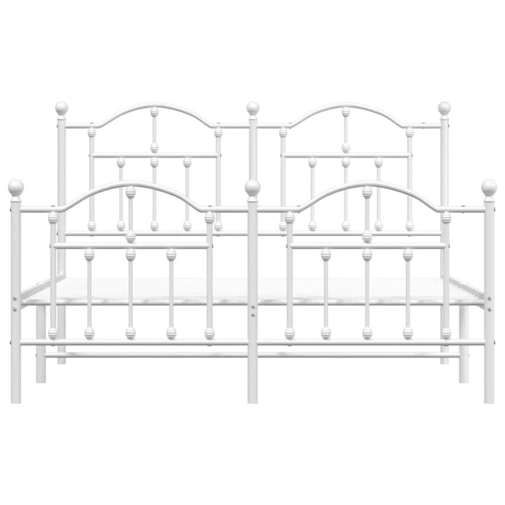 Sengeramme i metall med hode- og fotgavl hvit 140x190 cm