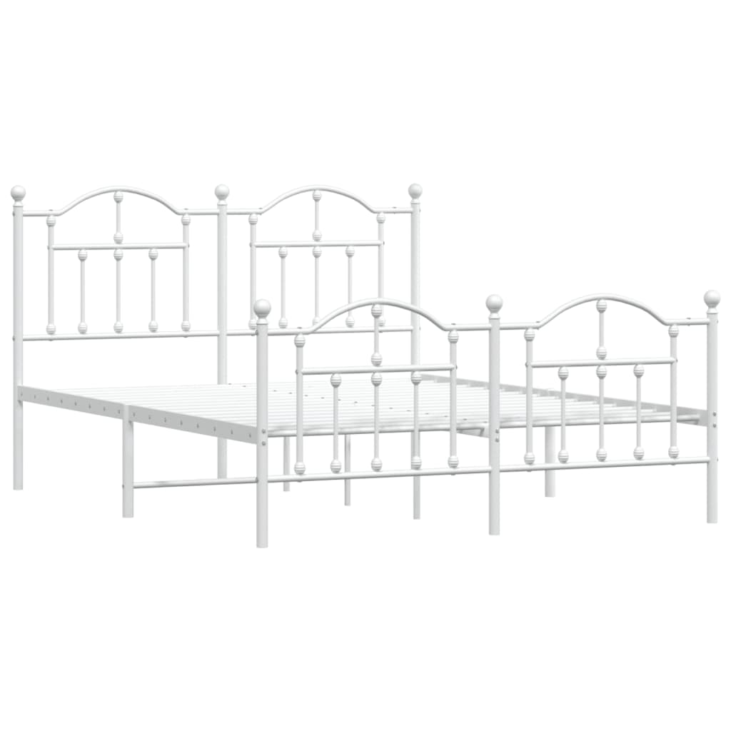 Sengeramme i metall med hode- og fotgavl hvit 140x200 cm