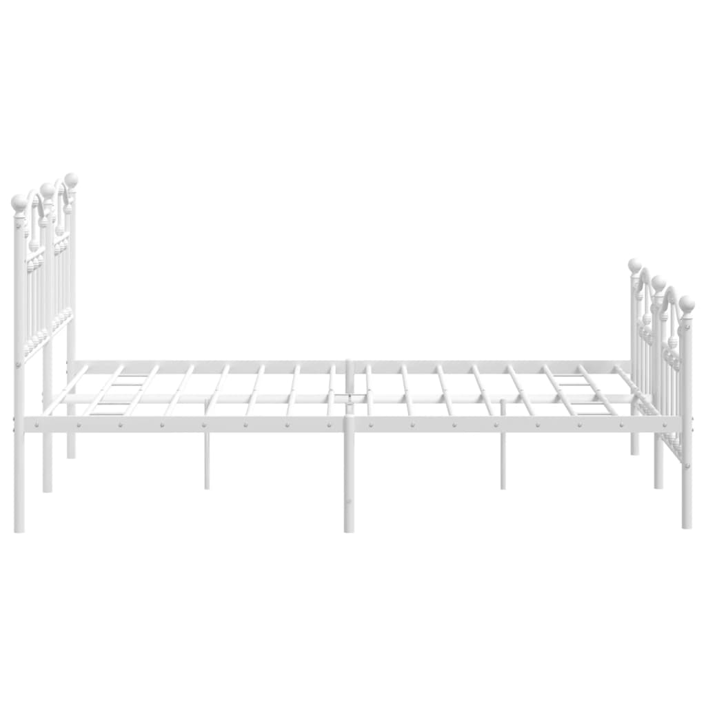 Sengeramme i metall med hode- og fotgavl hvit 140x200 cm