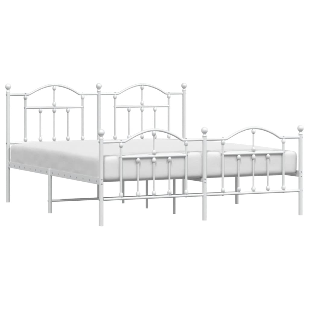 Sengeramme i metall med hode- og fotgavl hvit 180x200 cm