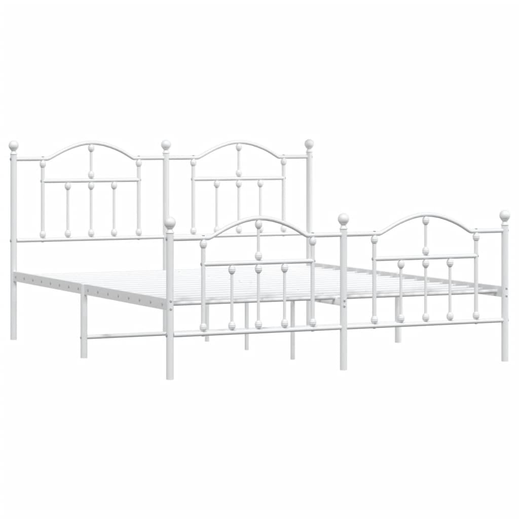 Sengeramme i metall med hode- og fotgavl hvit 180x200 cm