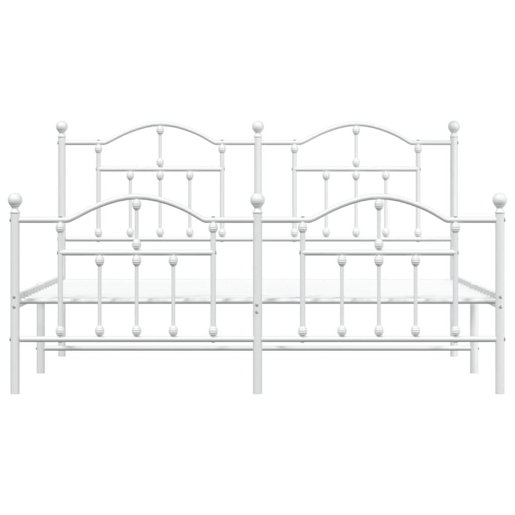 Sengeramme i metall med hode- og fotgavl hvit 180x200 cm