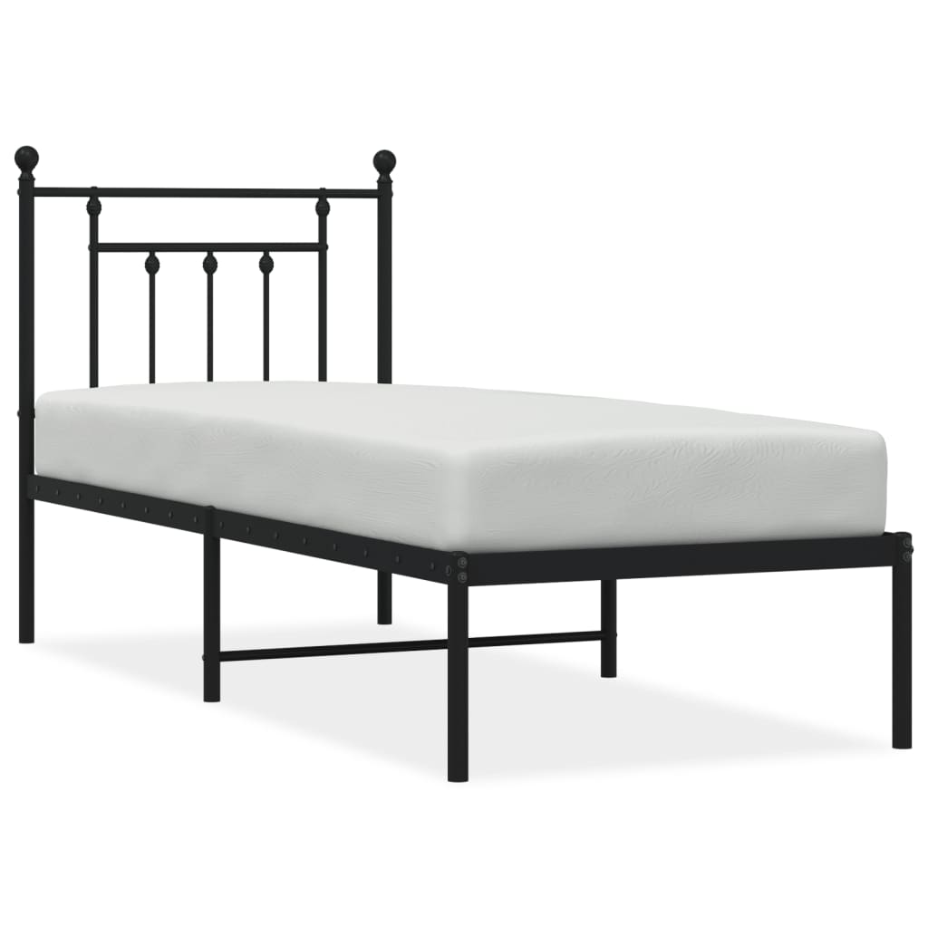 Sengeramme i metall med hodegavl svart 75x190 cm