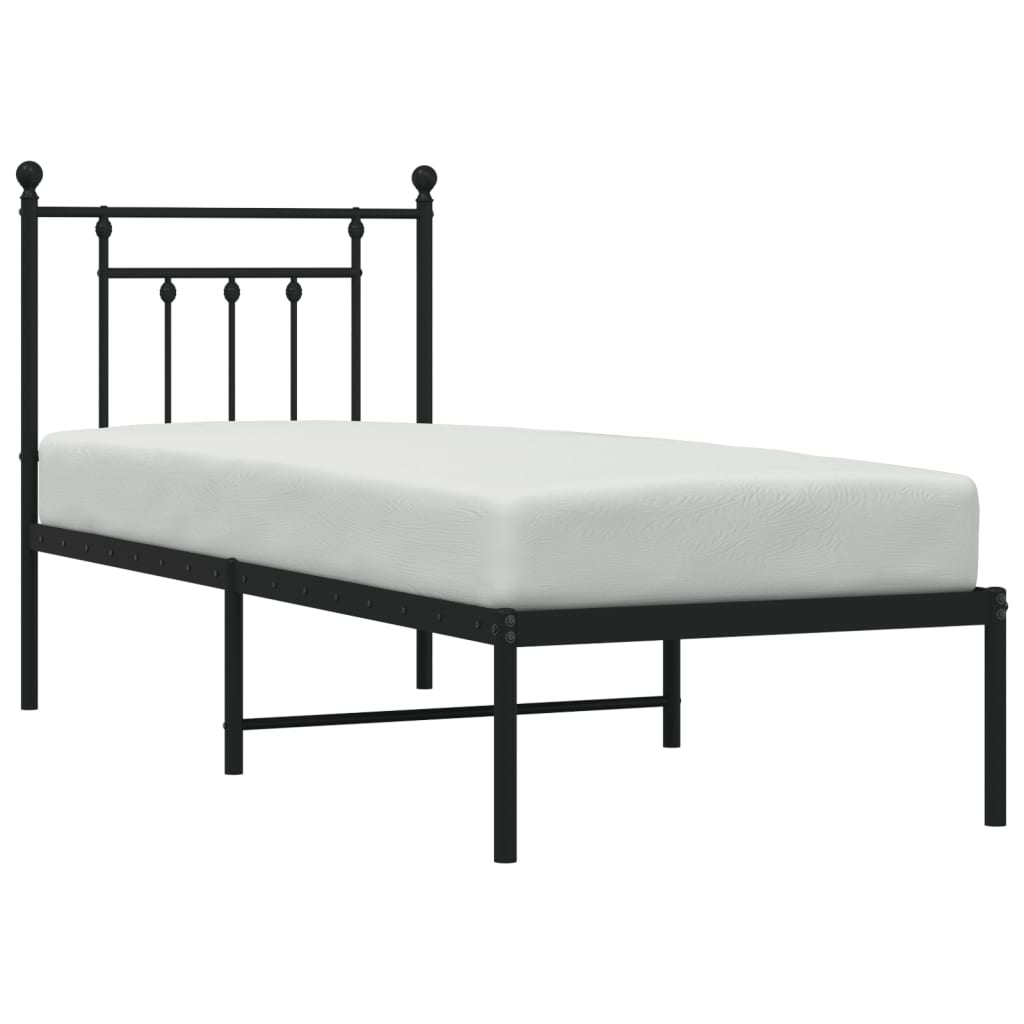 Sengeramme i metall med hodegavl svart 75x190 cm