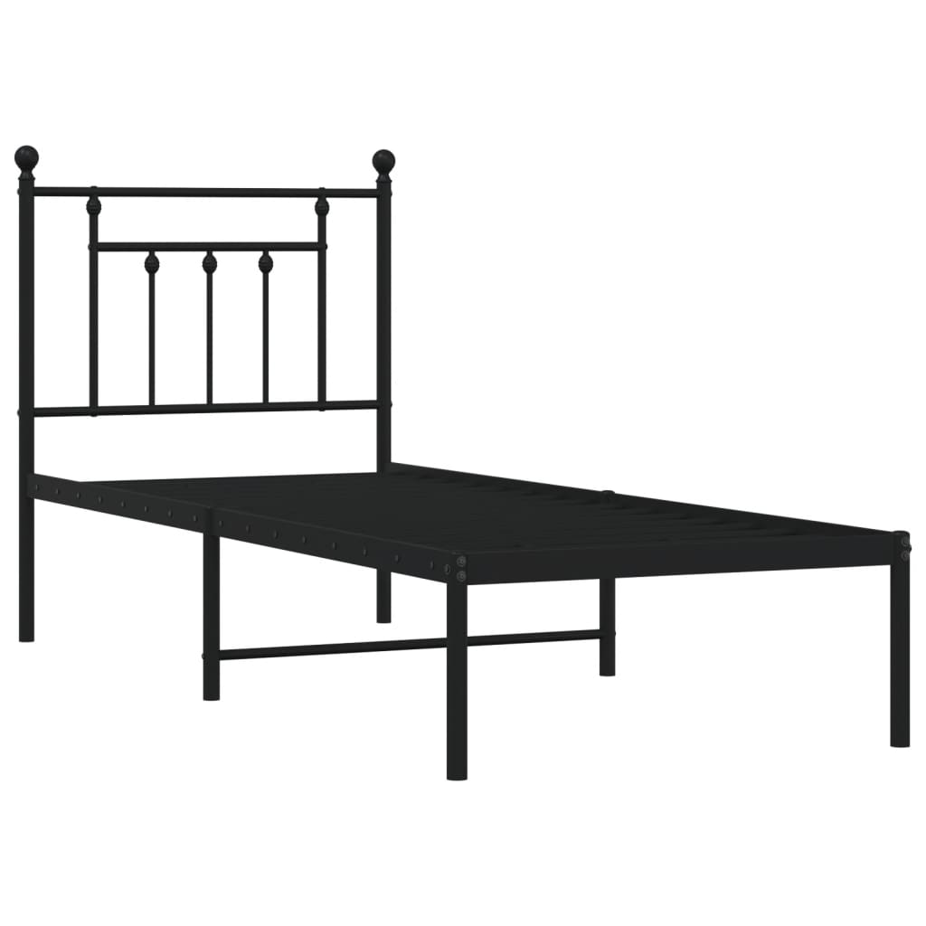 Sengeramme i metall med hodegavl svart 75x190 cm