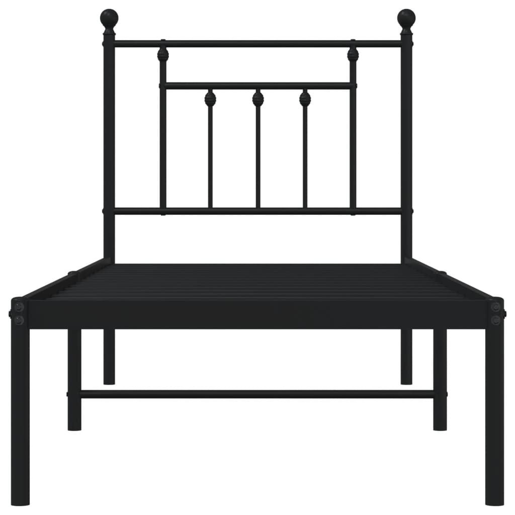 Sengeramme i metall med hodegavl svart 75x190 cm