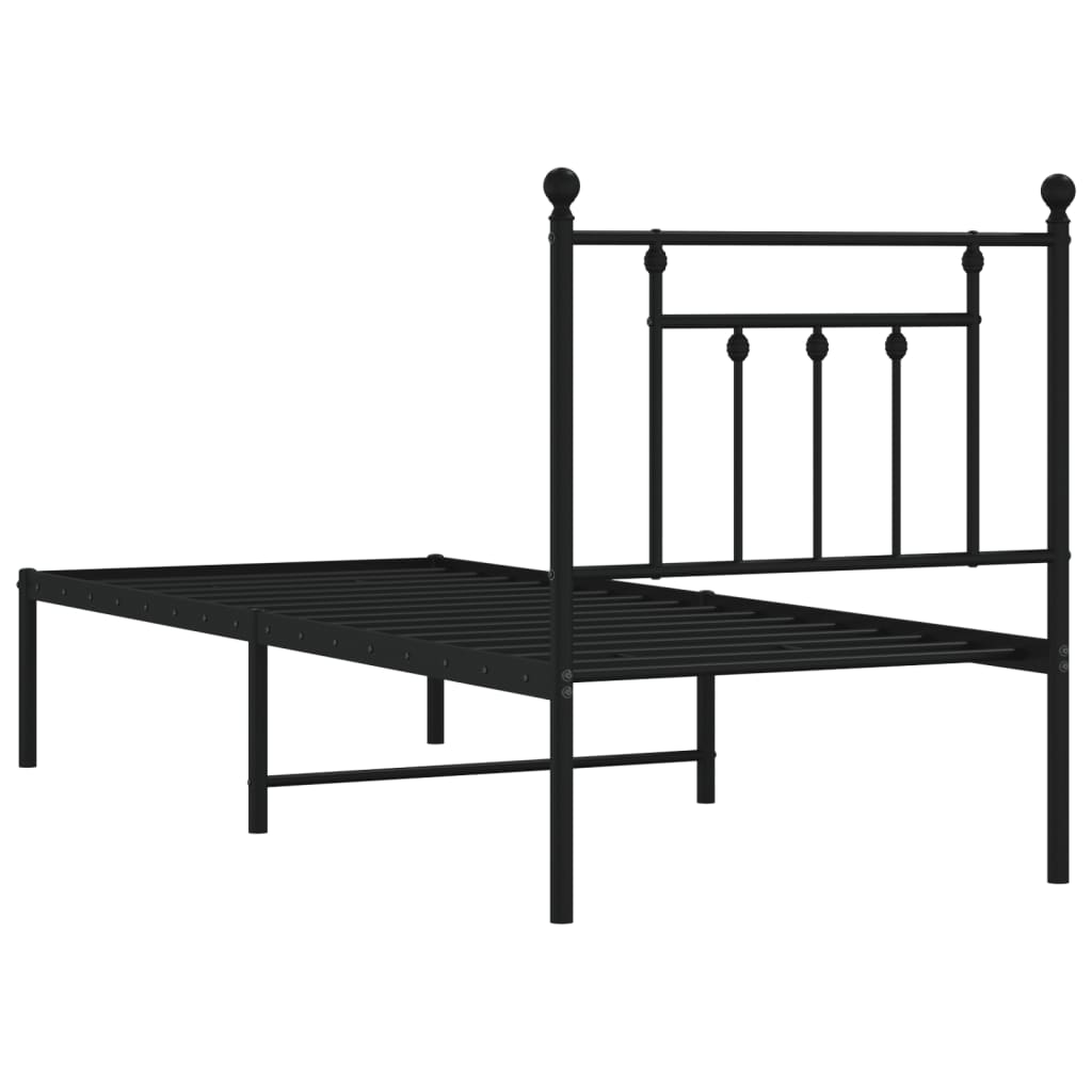 Sengeramme i metall med hodegavl svart 75x190 cm