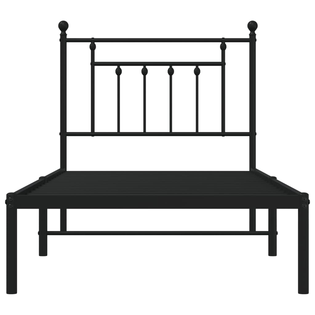 Sengeramme i metall med hodegavl svart 90x190 cm