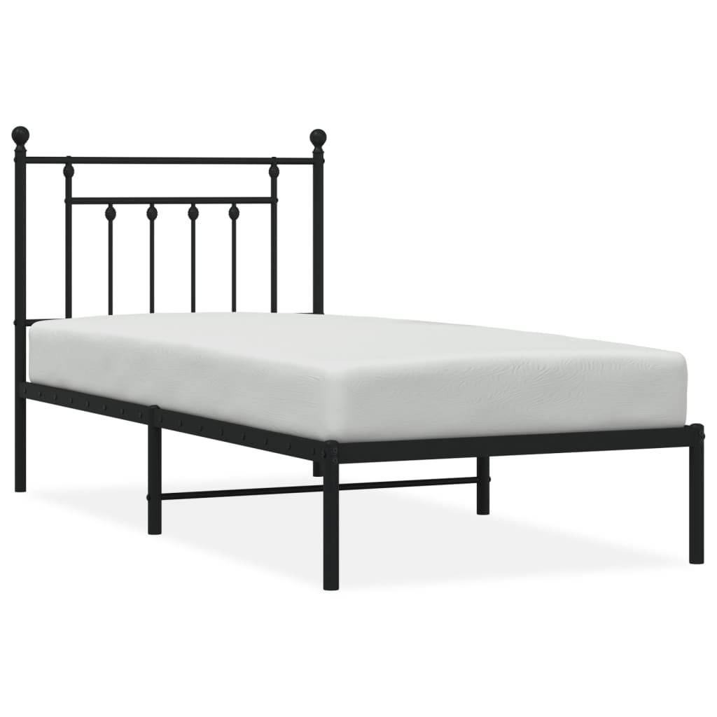 Sengeramme i metall med hodegavl svart 90x200 cm
