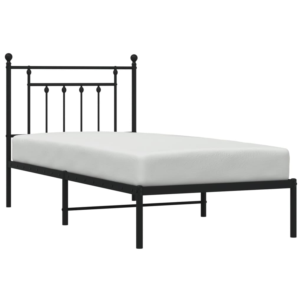 Sengeramme i metall med hodegavl svart 90x200 cm