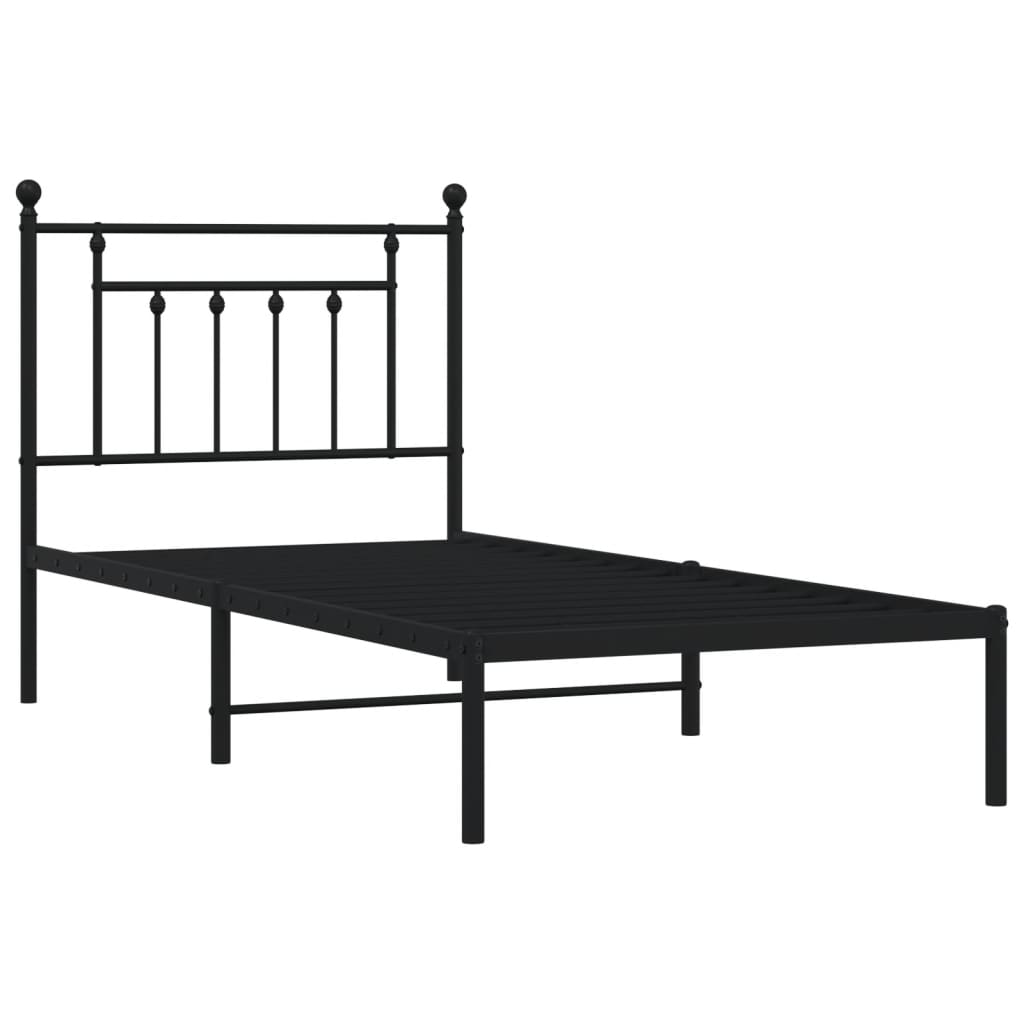 Sengeramme i metall med hodegavl svart 90x200 cm