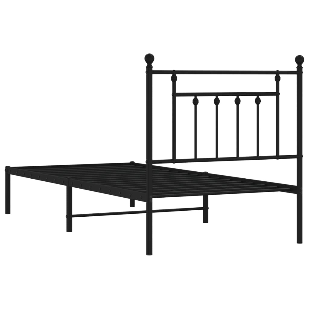 Sengeramme i metall med hodegavl svart 90x200 cm