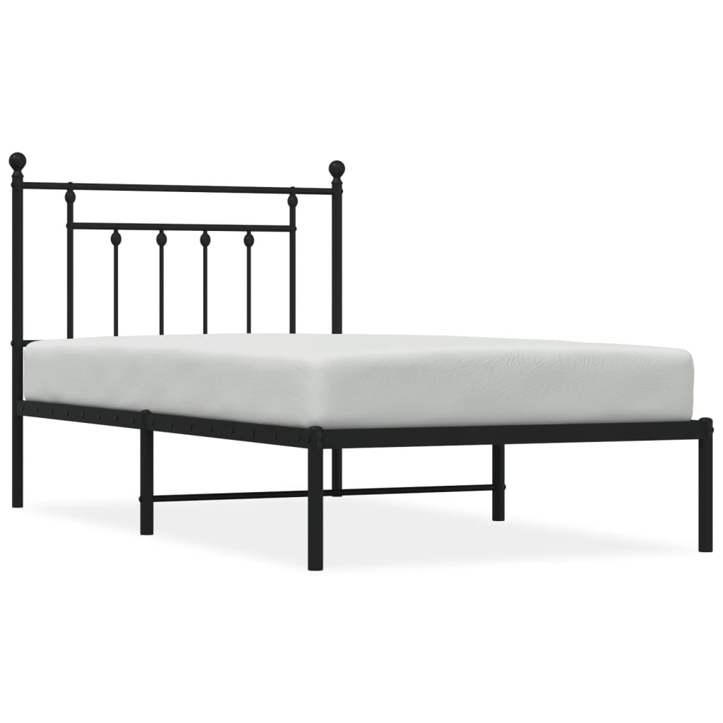 Sengeramme i metall med hodegavl svart 100x190 cm