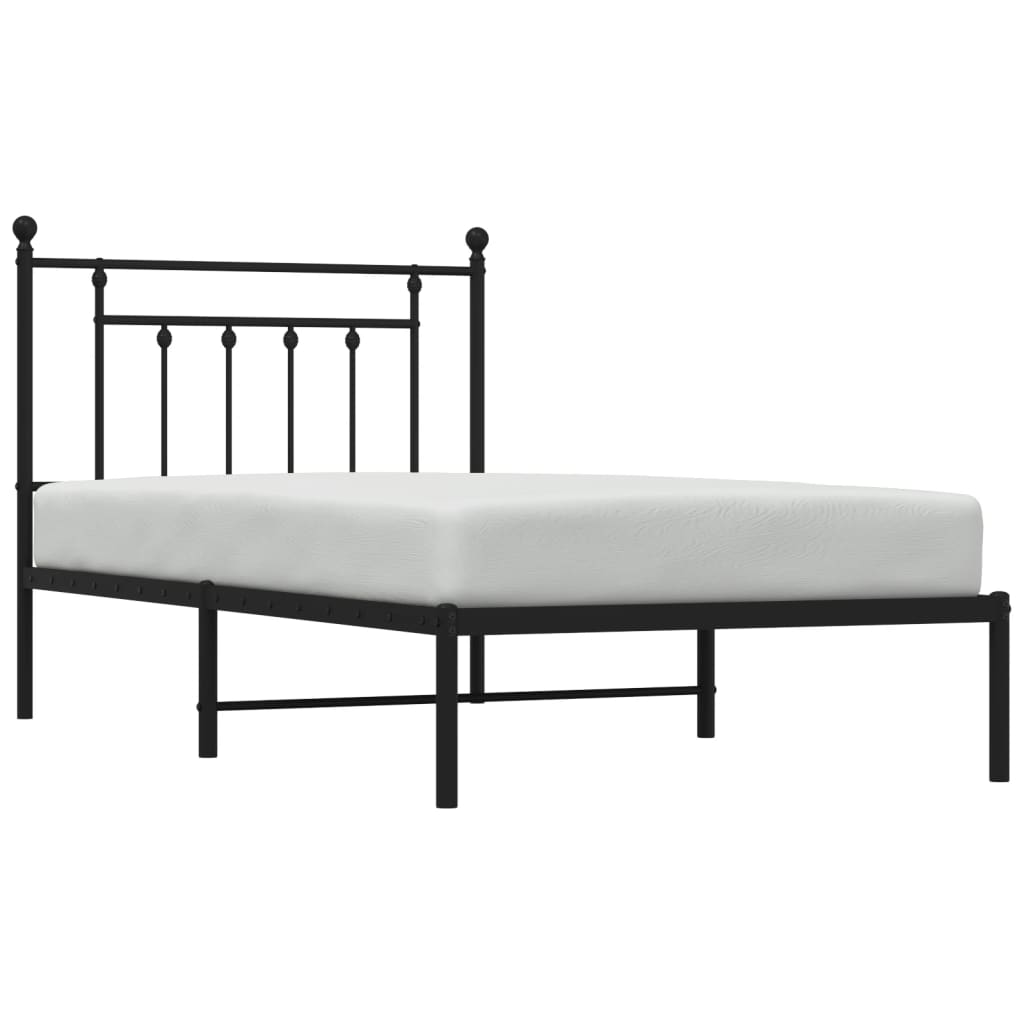 Sengeramme i metall med hodegavl svart 100x190 cm