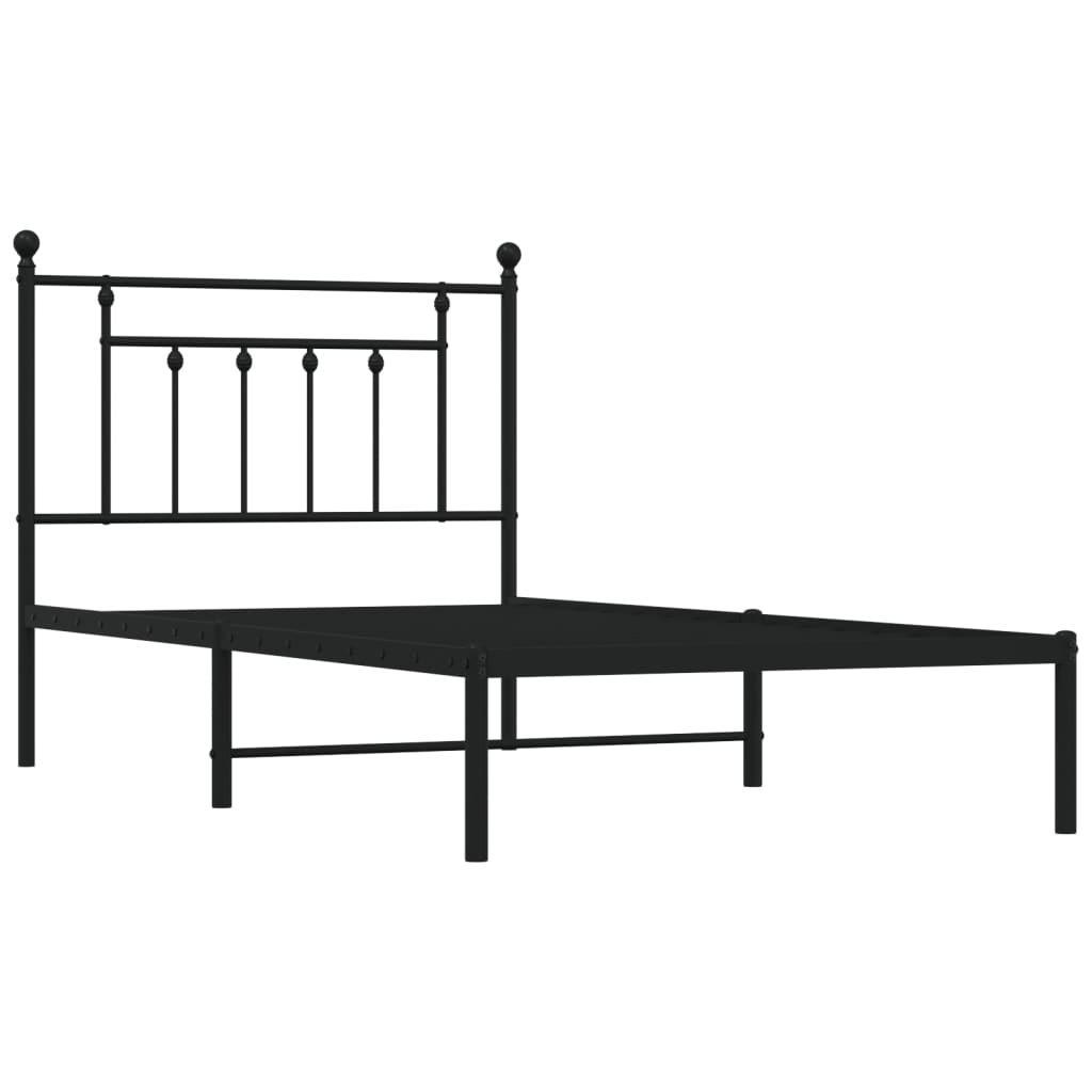 Sengeramme i metall med hodegavl svart 100x190 cm