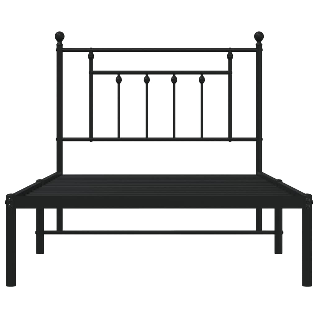 Sengeramme i metall med hodegavl svart 100x190 cm