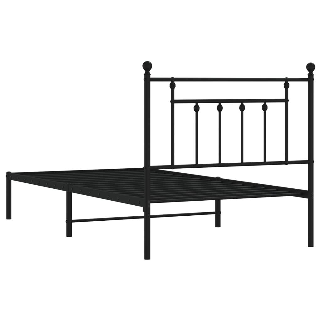 Sengeramme i metall med hodegavl svart 100x190 cm
