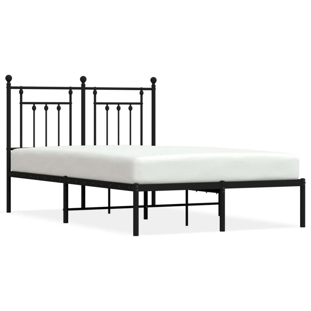Sengeramme i metall med hodegavl svart 120x190 cm
