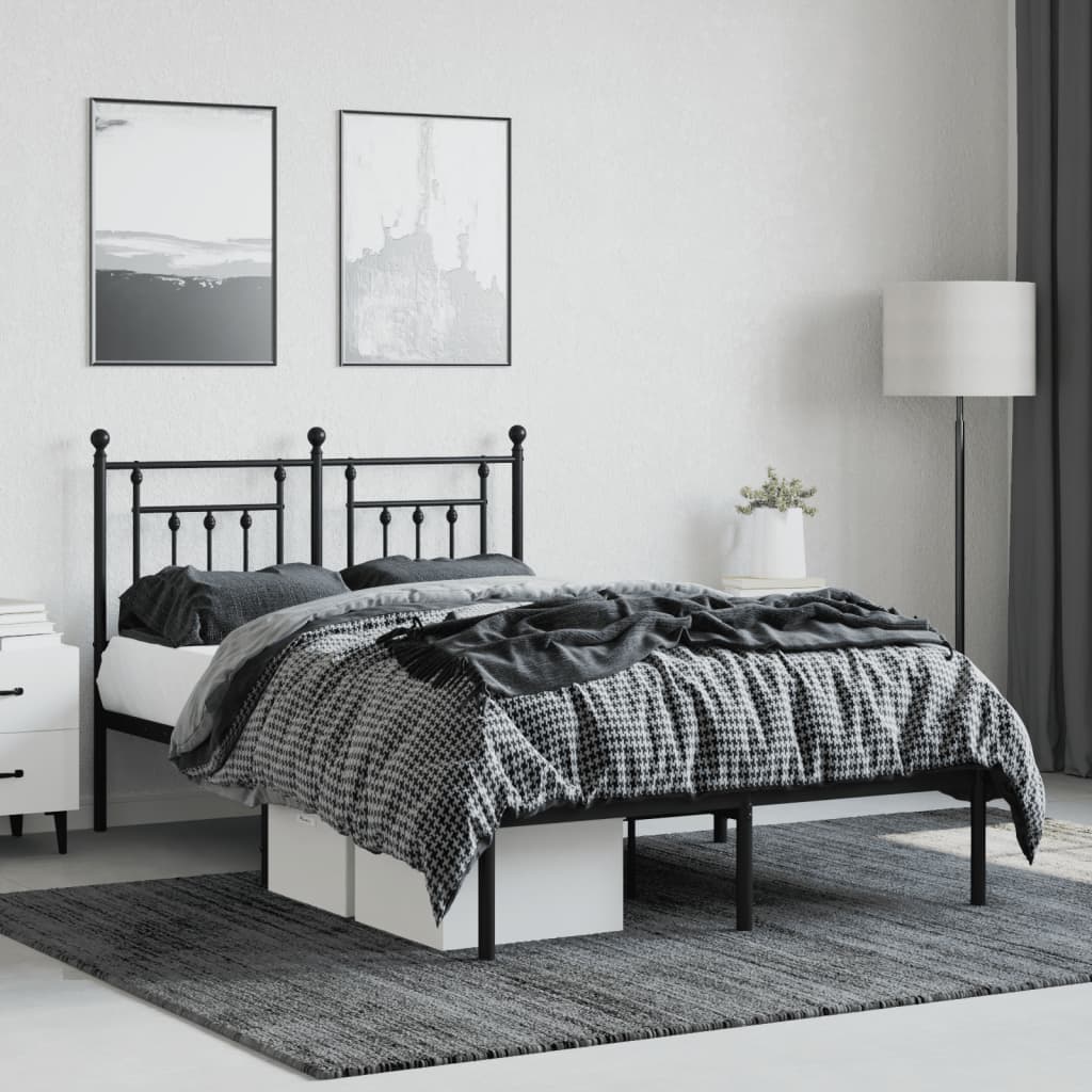 Sengeramme i metall med hodegavl svart 120x190 cm