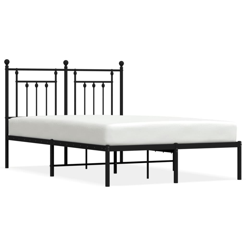 Sengeramme i metall med sengegavl svart 120x200 cm