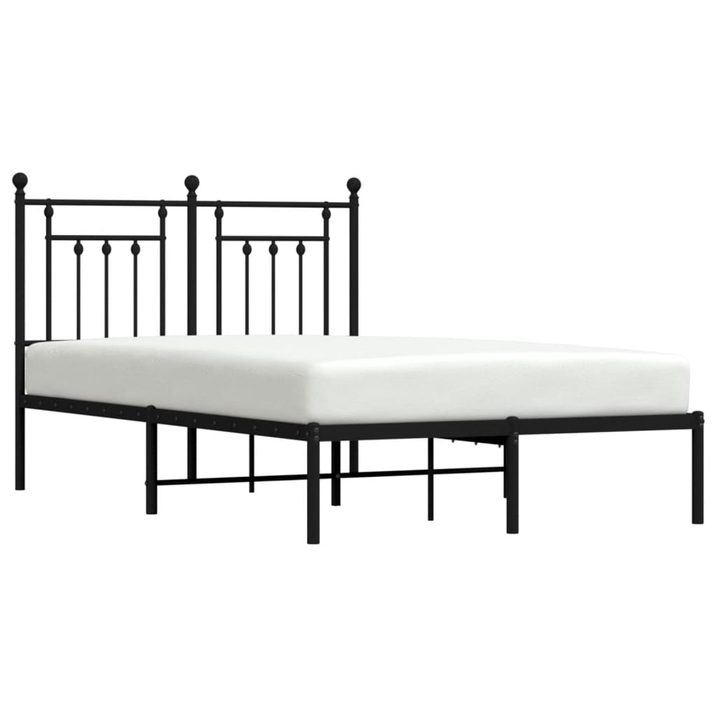 Sengeramme i metall med sengegavl svart 120x200 cm
